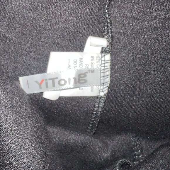 YiTong Black Skirted Leggings Women’s Size 10 – Stretch Pants with Button Detail - Picture 5 of 5